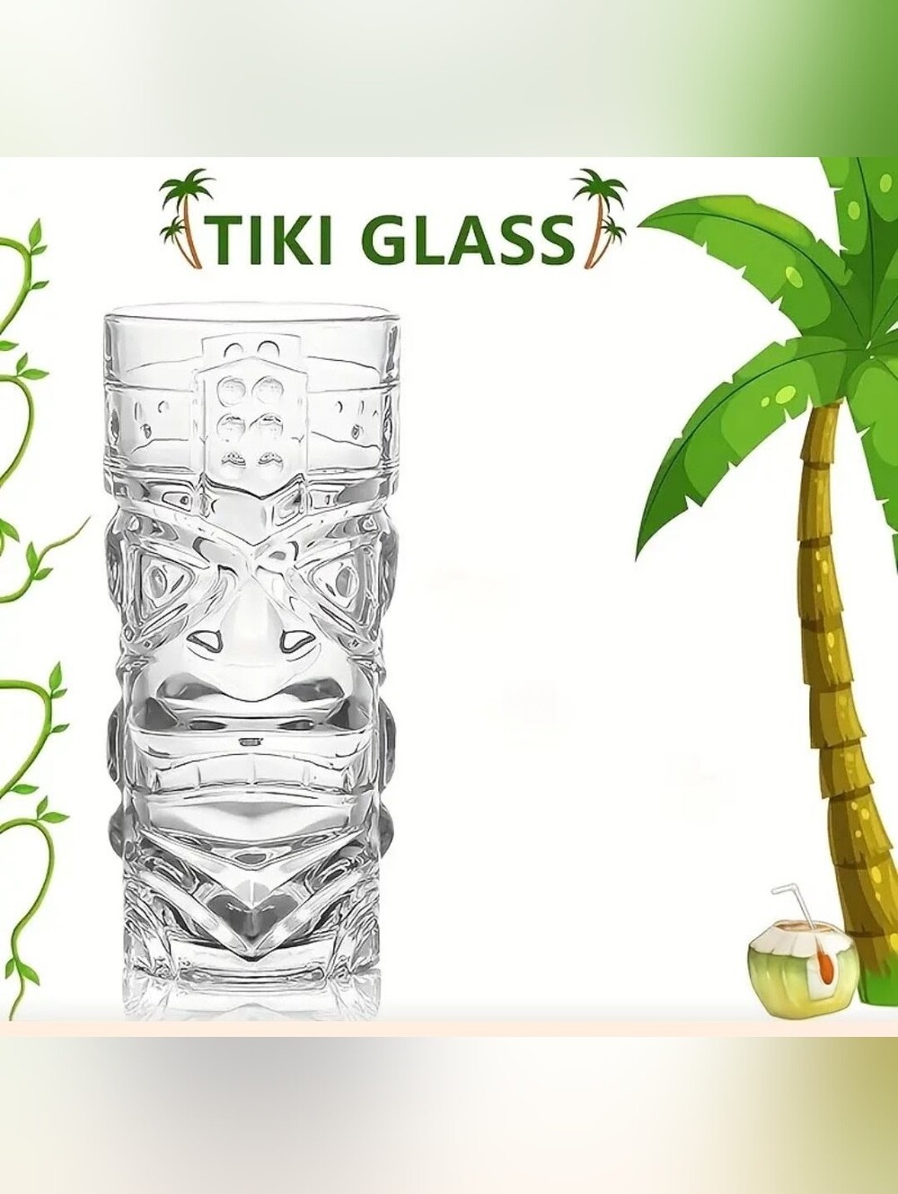 Tiki Glass Clear Glass Tiki Tumbler -